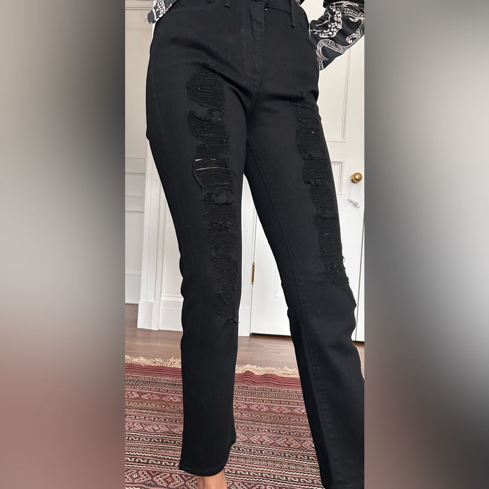 3x1 black jeans with distressed accents